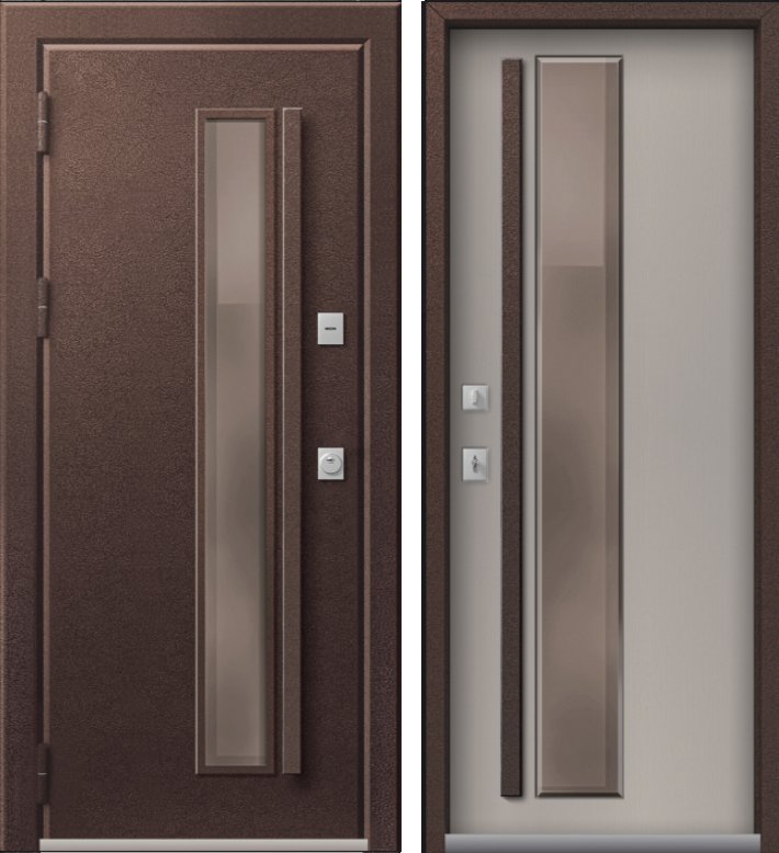 Фото Дверь Термо Premium 4 Шоколад Муар - Кашемир Грей мех.защелка DIS007387