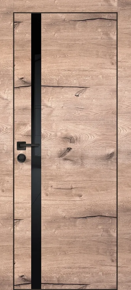 Межкомнатная дверь PX-8  черная кромка с 4-х ст. Дуб пацифик