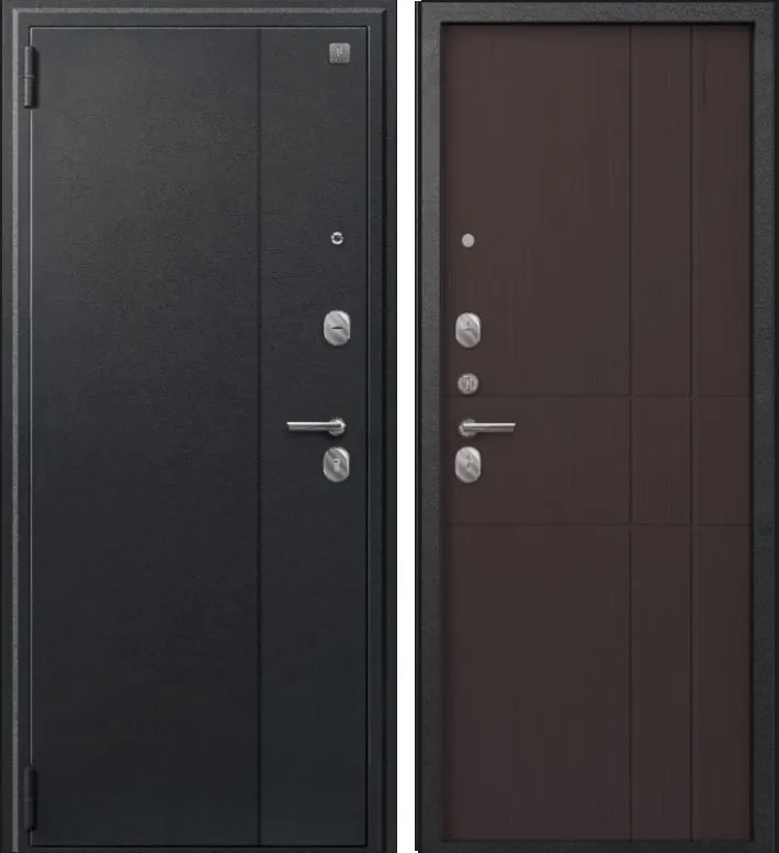 Дверь A-02 черный сатин - лиственница тёмная DIS007329